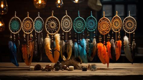 Premium Photo A Collection Of Dream Catchers With Feathers