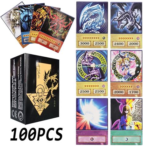 100pçs Yu Gi Oh Cartas Estilo Anime Olhos Azuis Exodia Mágica Escura Obelisco Slifer Ra Yugioh