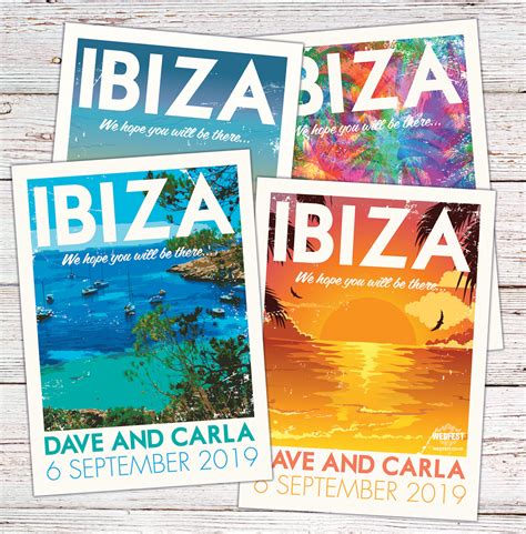 Ibiza Vintage Travel Poster Postcards Wedding Invites WEDFEST