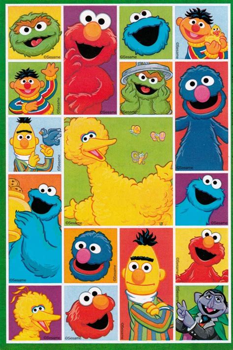 Vintage 1980s 1990s 2000s Sesame Street Sticker Sheet Of The Characters