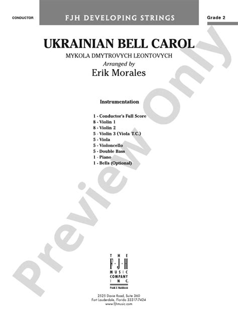 Ukrainian Bell Carol Mykola Dmytrovych Leontovych Digital Sheet