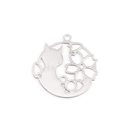 Ps Pax Estampes Pendentifs Chat Et Fleur Filigrane Mm