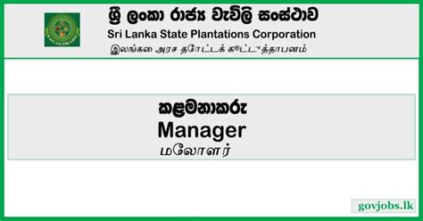 Manager Sri Lanka State Plantations Corporation Vacancies 2023