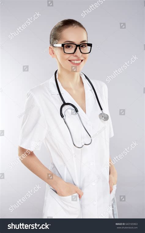 Attractive Female Doctor Brown Hair Nude Stock Photo Edit Now 643165963