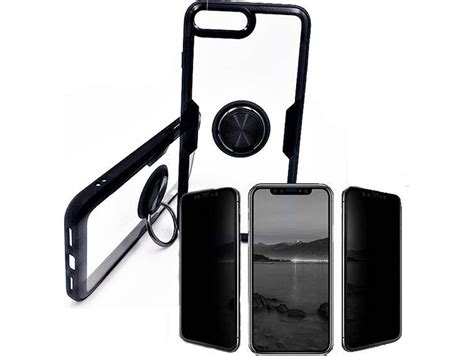 Kit Funda Y Protector Privacy Iphone 7 Plus 8 Plus Clear Armor Negro