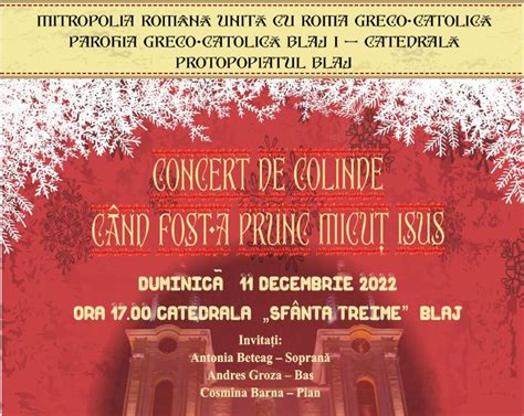 Concert de colinde în Catedrala Sfânta Treime duminică 11 decembrie