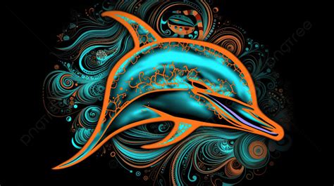 An Orange And Blue Miami Dolphin On A Black Background, Miami Dolphins ...