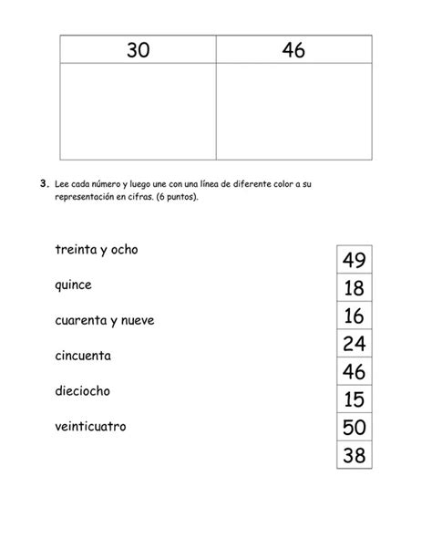 Evaluación Números hasta el 50 profe social