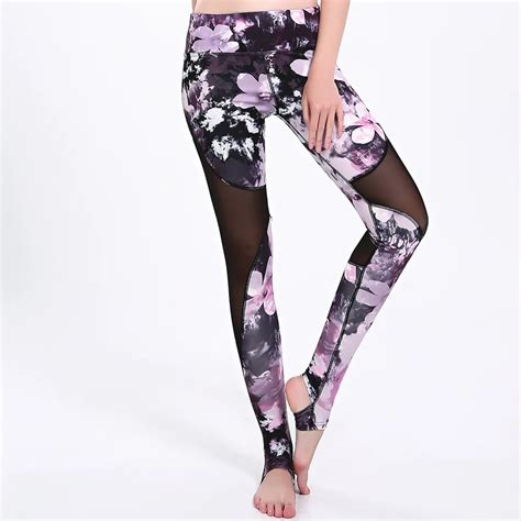 Hot Sexy Mesh Breathable Sporting Leggings Women Pink Cherry Printed