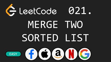 Merge Two Sorted Lists Leetcode 21 Python Youtube