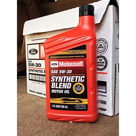 Motorcraft Sae 5w30 Synthetic Blend Motor Oil 12 Quart Case Walmart