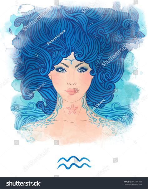 Illustration Aquarius Astrological Sign Beautiful Girl Stock Illustration 147195404 Shutterstock