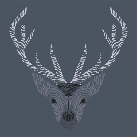 Logo with deer in modern style on grey background. Vector illustration ...