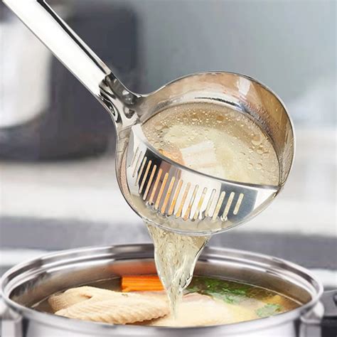 Stainless Steel Soup Spoons With Filter Colander Scoop Kitchenware Cooking Tools Kitchen Gadgets