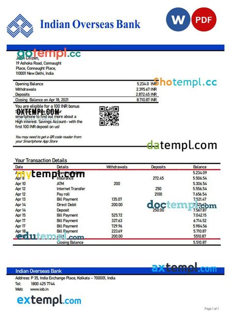 India Indian Overseas Bank Statement By Boxtemplstore Issuu