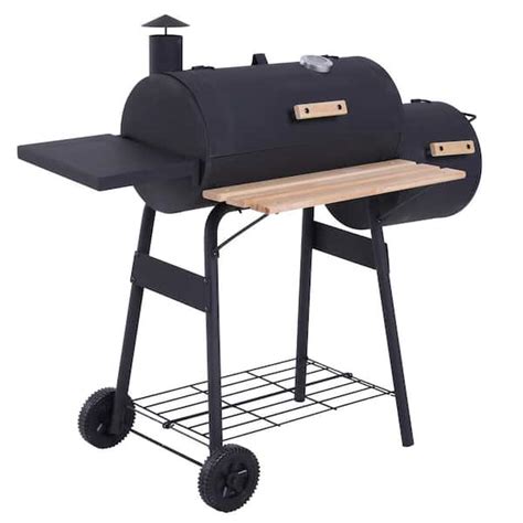 Outsunny In Steel Portable Backyard Charcoal Bbq Grill And Offset