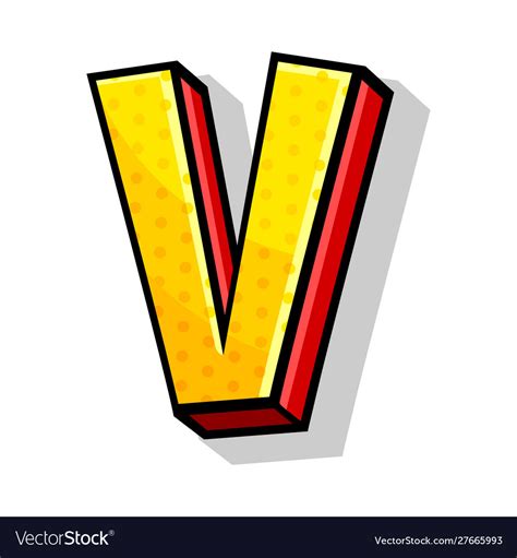 Isometric Bright Yellow And Red Capital Letter V Vector Image