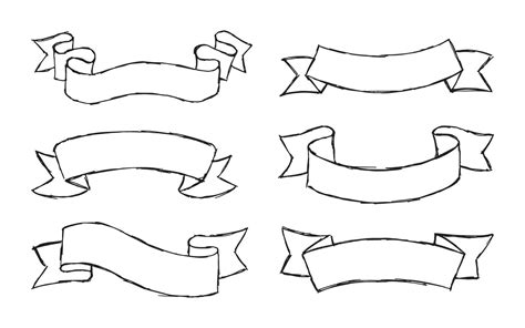 Hand Drawn Set Of Different Ribbons Design Elements For Greeting Cards Banners Invitations