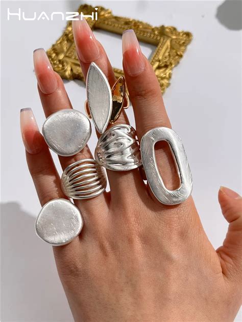 Huanzhi Anillos Gruesos De Color Plateado Para Hombres Y Mujeres Conexi