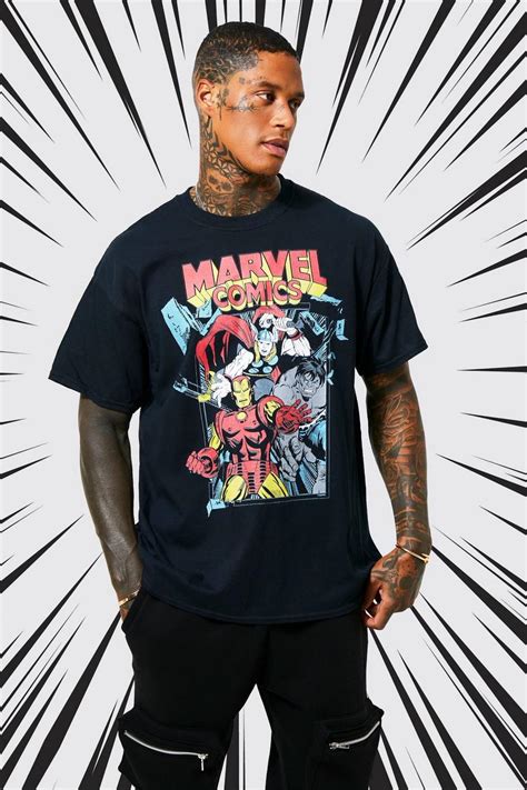 Mens Oversized Marvel Comics License T Shirt Boohoo Uk