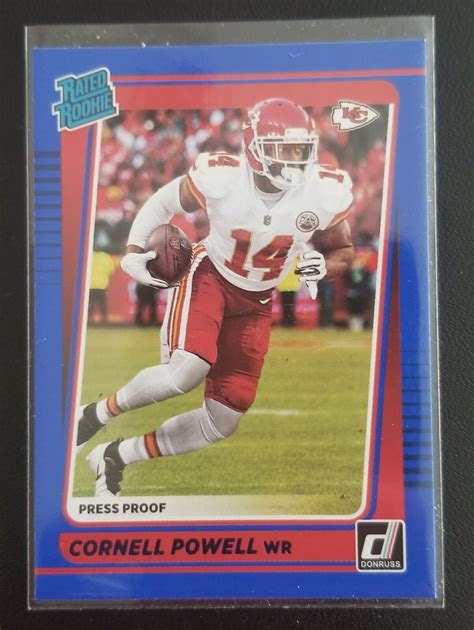 2021 Donruss Cornell Powell Rated Rookie Press Proof Blue RC KC Chiefs