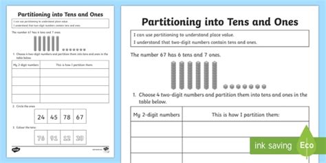 Place Value And Partitioning Worksheet Teacher Made