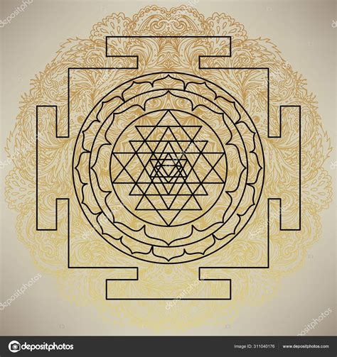 The Sri Yantra Or Sri Chakra Form Of Mystical Diagram Shri Vid Stock