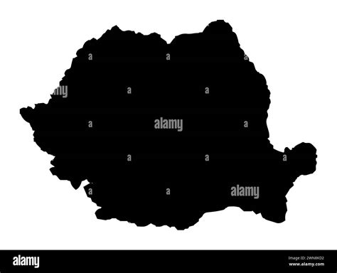 Outline Silhouette Map Of Romania Over A White Background Stock Photo