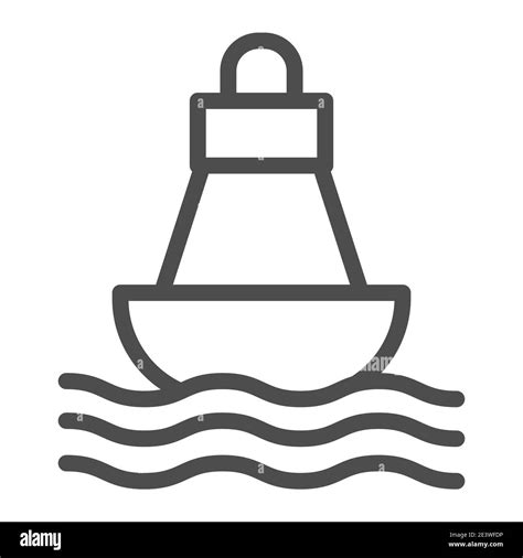 Buoy Line Icon Nautical Concept Sea Buoy Floating On Waves Sign On