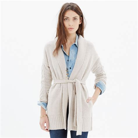 Madewell Shawl Collar Wrap Cardigan Sweater In Natural Lyst