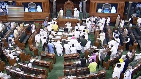 Lok Sabha Adjourned For The Day Amid Protest By Opposition Members Over