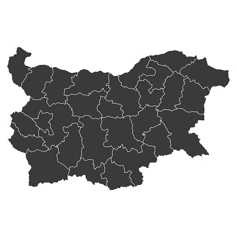 Silhueta De Mapa Da Bulgária De Alta Qualidade Com Fronteiras Regionais