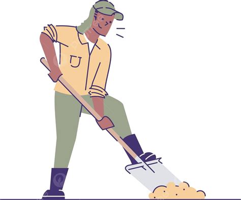 archaeological excavations  digging man cartoon character outline