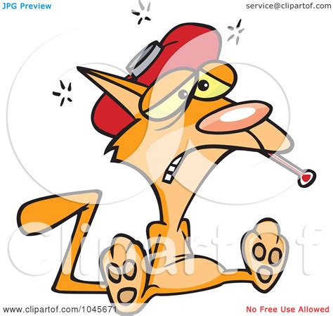 Royalty Free RF Clip Art Illustration Of A Cartoon Sick Cat With A