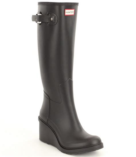 Lyst Hunter Original Refined Mid Wedge Tall Rain Boots In Black