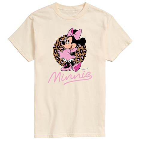 Mickey And Friends Minnie Mouse Leopard Print Logo Mens Short Sleeve