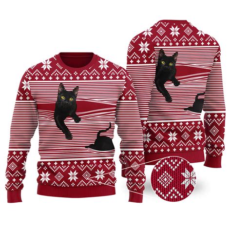 Cat Christmas Sweater Cardinal Red | Funny ugly christmas sweater ...