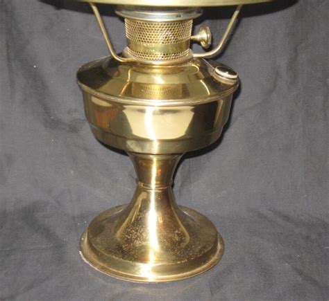 Aladdin Brass Oil Lamp No 23 Burner With Floral Milk Glass Shade Morning Glory Ebay