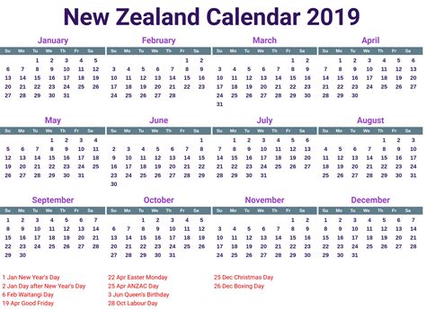 New Zealand Calendar Calendar All Holidays