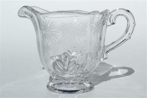 Lido Etched Glass Cream Sugar Set Crystal Clear Vintage Fostoria