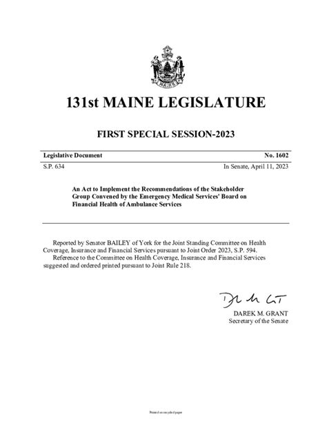 Fillable Online Legislature Maine Ld Sp Text And Status