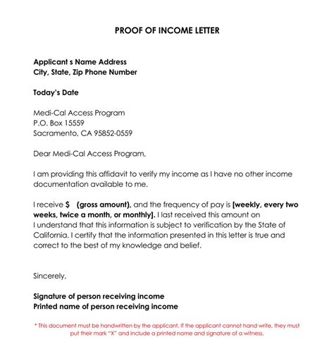 Proof Of Income Letter Template From Employer Printable Bank Home