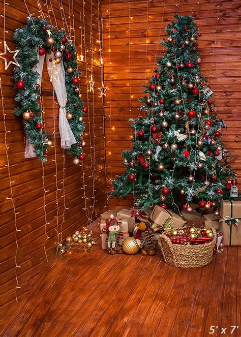 Green Christmas Tree Decorated Backdrop for Photography SBH0288 ...