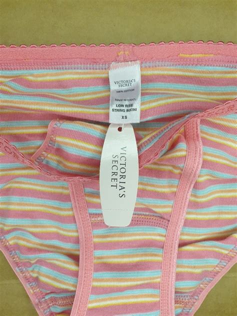 Victoria S Secret Multicoloured Striped Low Rise String Bikini Panty Women S Fashion New
