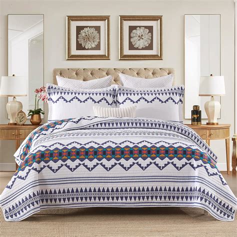 Amazon Y PLWOMEN 3 Piece Boho King Quilt 100 Cotton Lightweig