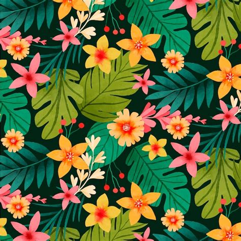 Mod Le De Fleurs Tropicales Aquarelle Vecteur Gratuite