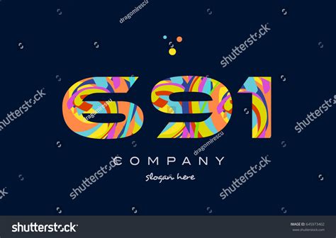 691 Number Digit Numeral Logo Colored Stock Vector Royalty Free