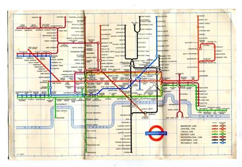 LONDON TRANSPORT UNDERGROUND Railway Map Diagram Of Lines 1959