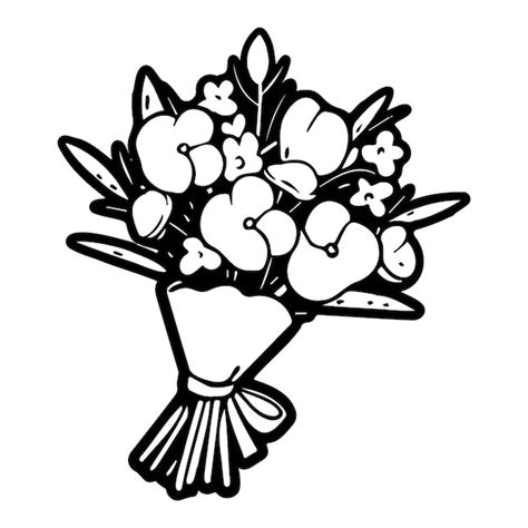 Flower Bouquet Clipart Black And White | Best Flower Site