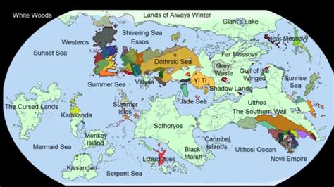 Fantasy World Map For Game Of Thrones Fans